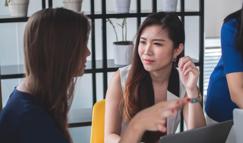 Woman Listening in Conversation